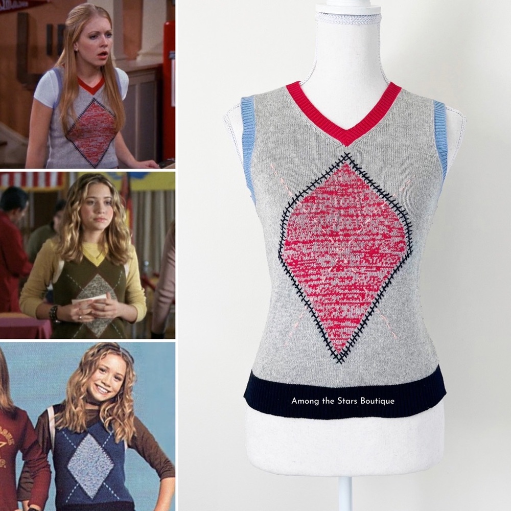 Super Rare Y2K Vintage Grey Silk + Cashmere Sweater Vest ASO Sabrina Spellman